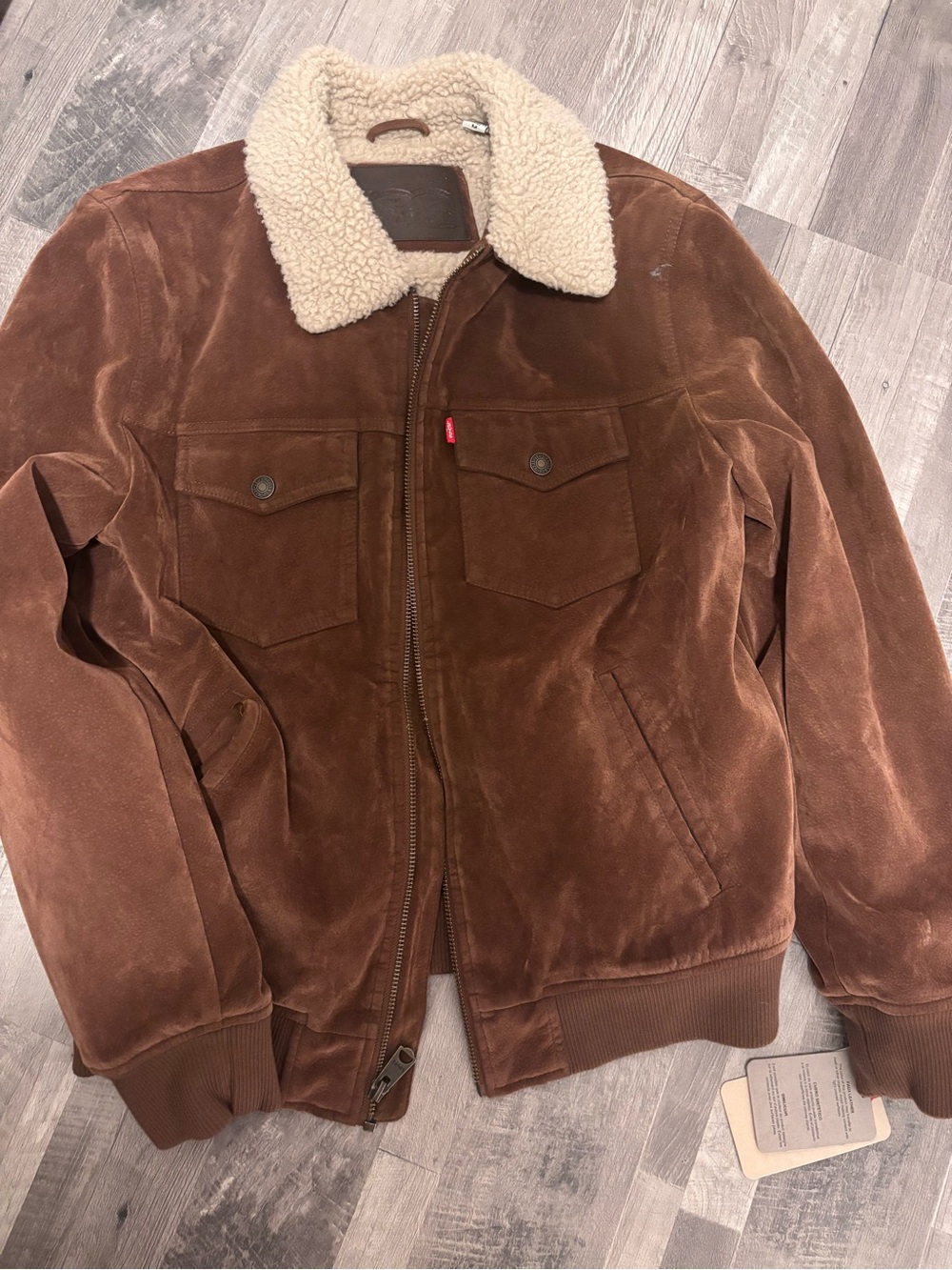 Levi's Brown Corduroy Bomber with Cream Sherpa Collar